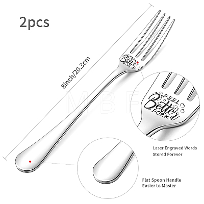 Globleland Word Pattern 304 Stainless Steel Fork AJEW-GL0001-17F-1