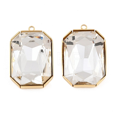 304 Stainless Steel & Glass Pendants STAS-G398-27G-01-1