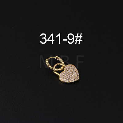 Brass Micro Pave Clear Cubic Zirconia Dangle Hoop Cartilage Earrings WG676EA-09-1