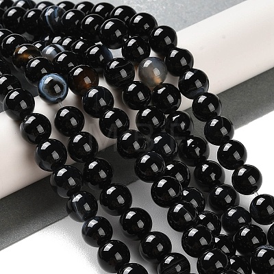 Natural Striped Agate/Banded Agate Beads Strands G-Z060-A01-B08-1