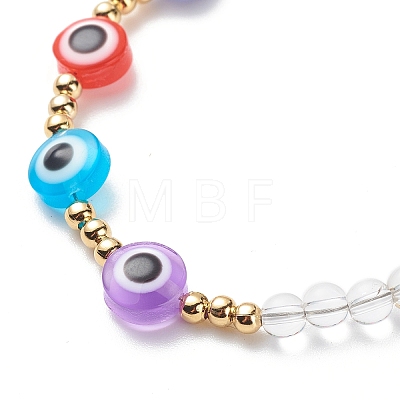 Natural Quartz Crystal & Resin Evil Eye Beaded Bracelet and Necklace SJEW-JS01253-1