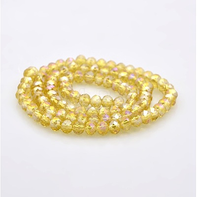 AB Color Plated Faceted Rondelle Electroplate Glass Beads Strands GLAA-A024D-AB12-1