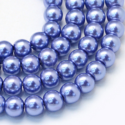 Baking Painted Pearlized Glass Pearl Round Bead Strands HY-Q003-6mm-09-1