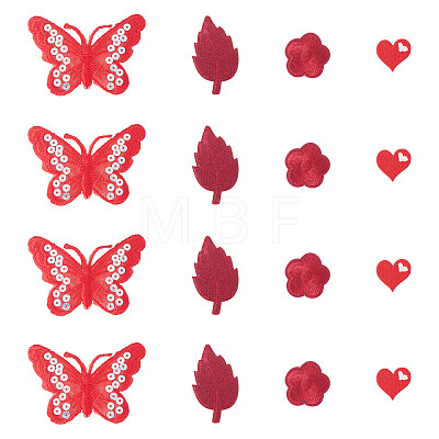 40Pcs 4 Styles Polyester Embroider Thread Iron on/Sew On Patches PATC-TA0001-45A-1
