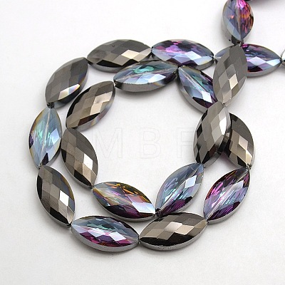 Faceted Electroplate Crystal Glass Horse Eye Beads Strands EGLA-F071-M-1