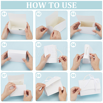 Wedding Paper Candy Gift Packaging Boxes with Polyester Ribbon and PVC Bead Chain CON-WH0089-68-1