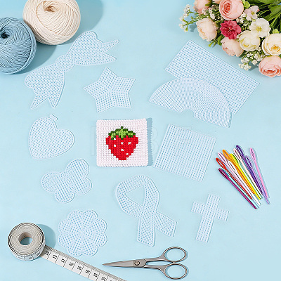 100Pcs 10 Styles DIY Plastic Canvas Shapes DIY-WA0001-30-1