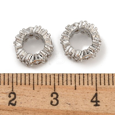 Rack Plating Brass Micro Pave Clear Cubic Zirconia Beads KK-U030-05P-1