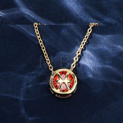 Brass Pave Cubic Zirconia Birth Stone Constellation Pendant Cable Chain Necklaces NJEW-D334-01G-05-1