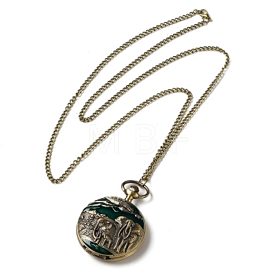 Alloy Glass Pendant Pocket Necklace WACH-S002-01AB-1