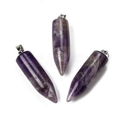 Natural Amethyst Pointed Pendants G-F820-12N-1