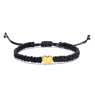Alloy Heart with Letter Pattern Bead Braided Bead Bracelets FS-WGEB992-12-1