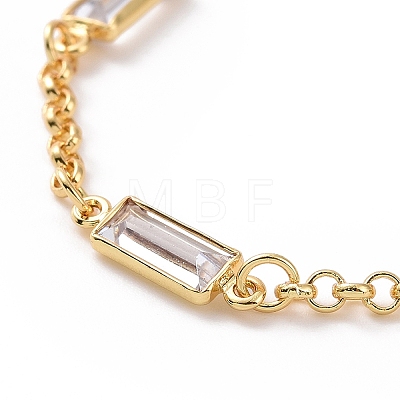 Rectangle Cubic Zirconia Chain Bracelets BJEW-G654-02G-02-1