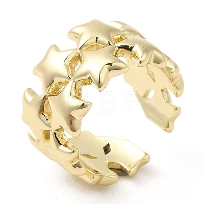 Brass Star Open Cuff Rings RJEW-K089-02G-1