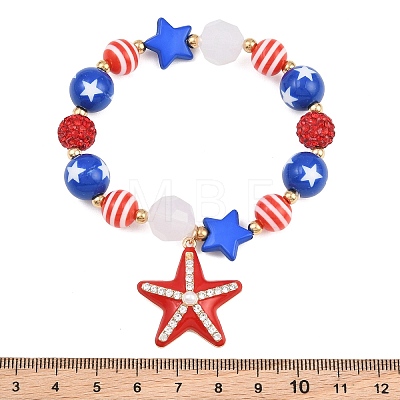 Independence Day Printed Resin Stretch Bead Bracelets for Women RE-CBA6B51-01-1