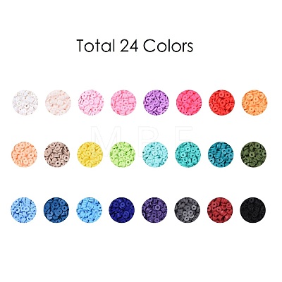 240g 24 Colors Handmade Polymer Clay Beads CLAY-JP0001-09-4mm-1