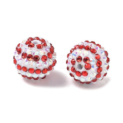Striped Resin Rhinestone Beads OACR-A037-01H-1