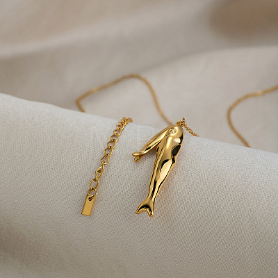 Ocean 304 Stainless Steel Double Fish Pendant Necklaces for Women WI5548-1