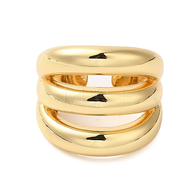 Three-layer Brass Open Cuff Rings for Women RJEW-A046-08G-1