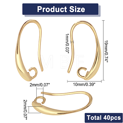 40Pcs Brass Earring Hooks KK-FH0004-42-1