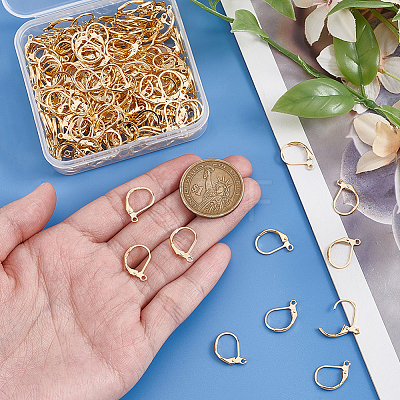 100Pcs 316L Surgical Stainless Steel Leverback Earring Findings STAS-BBC0010-61G-1
