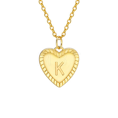 Golden Tone Brass Cable Chain Letter Heart Pendant Necklaces for Women PW-WG67FD6-11-1