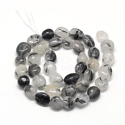 Natural Black Rutilated Quartz Beads Strands G-R445-8x10-18-1
