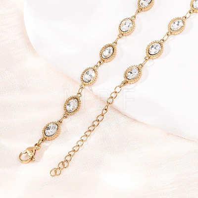 304 Stainless Steel Glass Link Chain Necklaces SA-CBA725A-25A-G-1