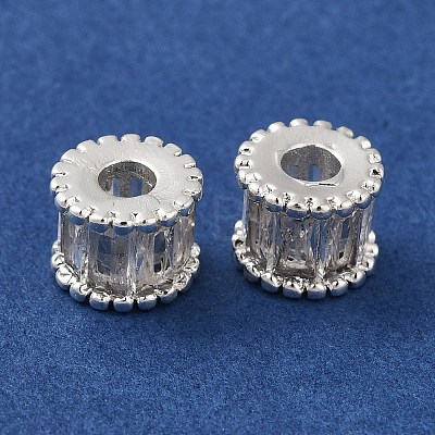 Rack Plating Brass Pave Clear Cubic Zirconia Beads KK-M285-29S-1