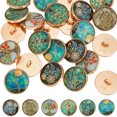 Olycraft 24Pcs 6 Styles Alloy Enamel Shank Buttons AJEW-OC0004-96-1