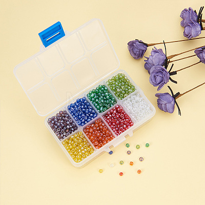 1 Box 6/0 Glass Seed Beads Transparent Colours Lustered Loose Spacer Beads SEED-X0050-4mm-13-1