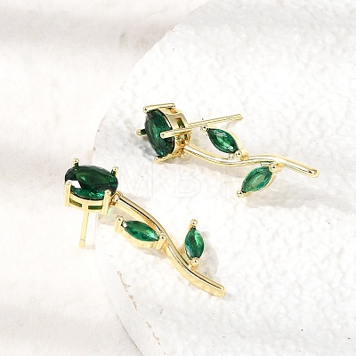 Brass Micro Pave Cubic Zirconia Stud Earrings KK-CBA8324-20G-02-1