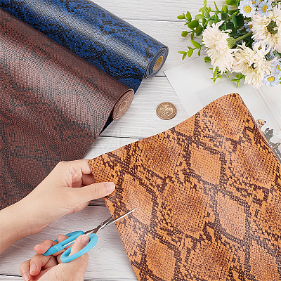 Snakeskin Pattern PU Leather Fabric DIY-WH0308-352B-1