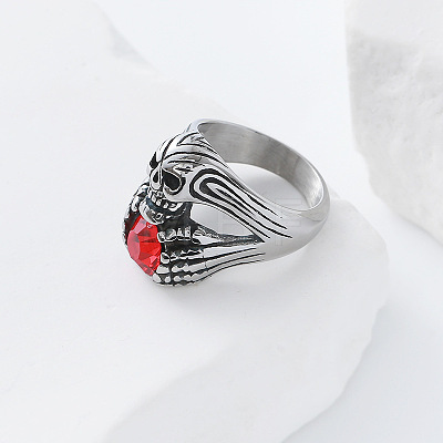 Halloween 304 Stainless Steel Rhinestone Finger Rings GJ8747-2-1