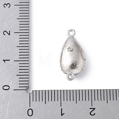 Brass Micro Pave Clear Cubic Zirconia Shell Shaped Links Connector Charms KK-K399-03A-P-1