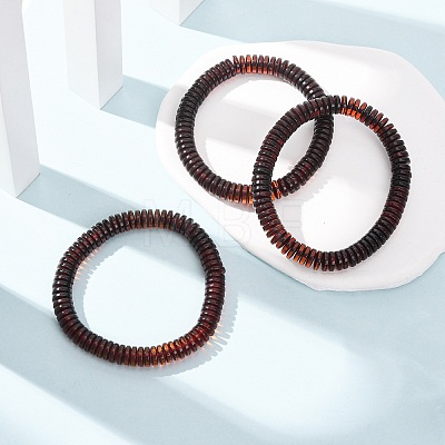 Natural Amber Beaded Stretch Bracelets for Women Men BJEW-D462-02B-1