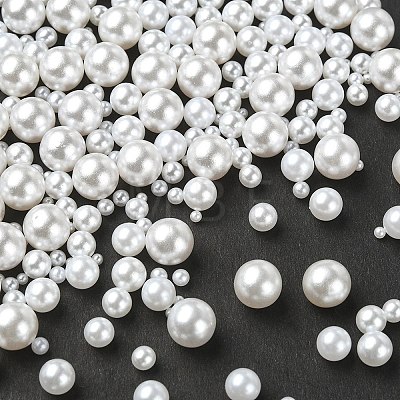 300Pcs 6 Styles No Hole ABS Plastic Imitation Pearl Round Beads MACR-YW0002-57-1