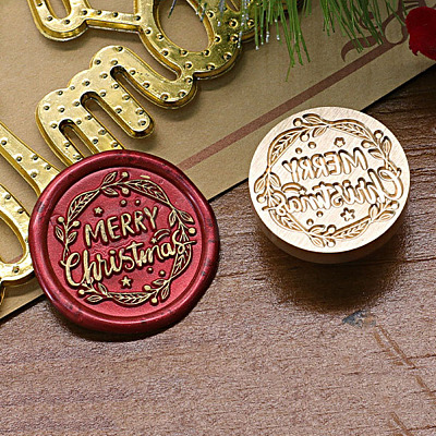 Merry Christmas Series Wax Seal Brass Stamp Head AJEW-M037-01G-05-1
