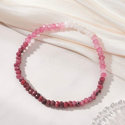 Dyed Natural Malaysia Jade Rondelle Beads Stretch Bracelets for Women BJEW-JB13042-03-1