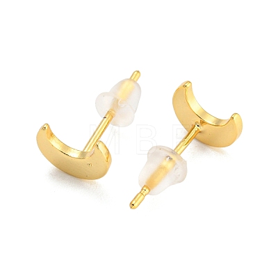 Rack Plating Brass Moon Studs Earrings for Women KK-K272-07G-1