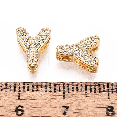 Brass Micro Pave Clear Cubic Zirconia Beads KK-T071-17G-Y-1