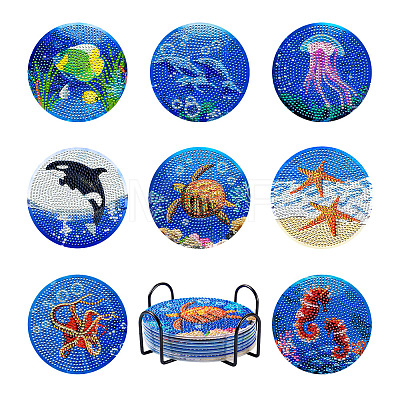 5D DIY Diamond Painting Cup Mat Kits DIY-TAC0021-09C-1