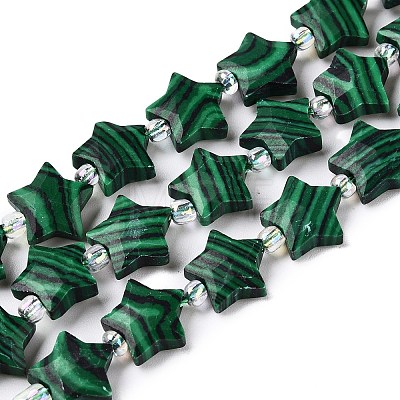 Dyed Synthetic Malachite Beads Strands G-T138-191-1