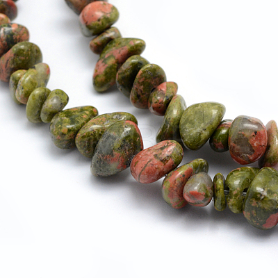 Natural Unakite Beads Strands G-P332-33-1