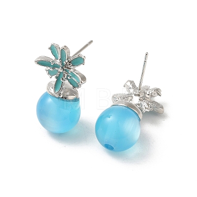 Flower Alloy Enamel & Resin Stud Earrings for Women EJEW-K282-04P-1