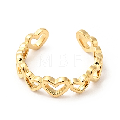 Ion Plating(IP) 304 Stainless Steel Heart Wrap Open Cuff Ring RJEW-I085-04G-1