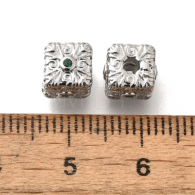 Brass Micro Pave Cubic Zirconia Beads KK-M318-28P-1