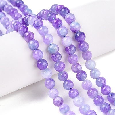 Dyed Natural White Jade Beads Strands G-T138-6mm-210-5-1