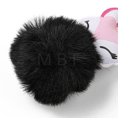 Imitation Rex Rabbit Fur Ball & PU Leather Fox Pendant Keychain KEYC-K018-04KCG-03-1