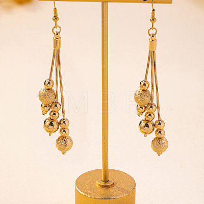 Brass Round Bead Tassel Dangle Earrings for Women WGC3478-01-1